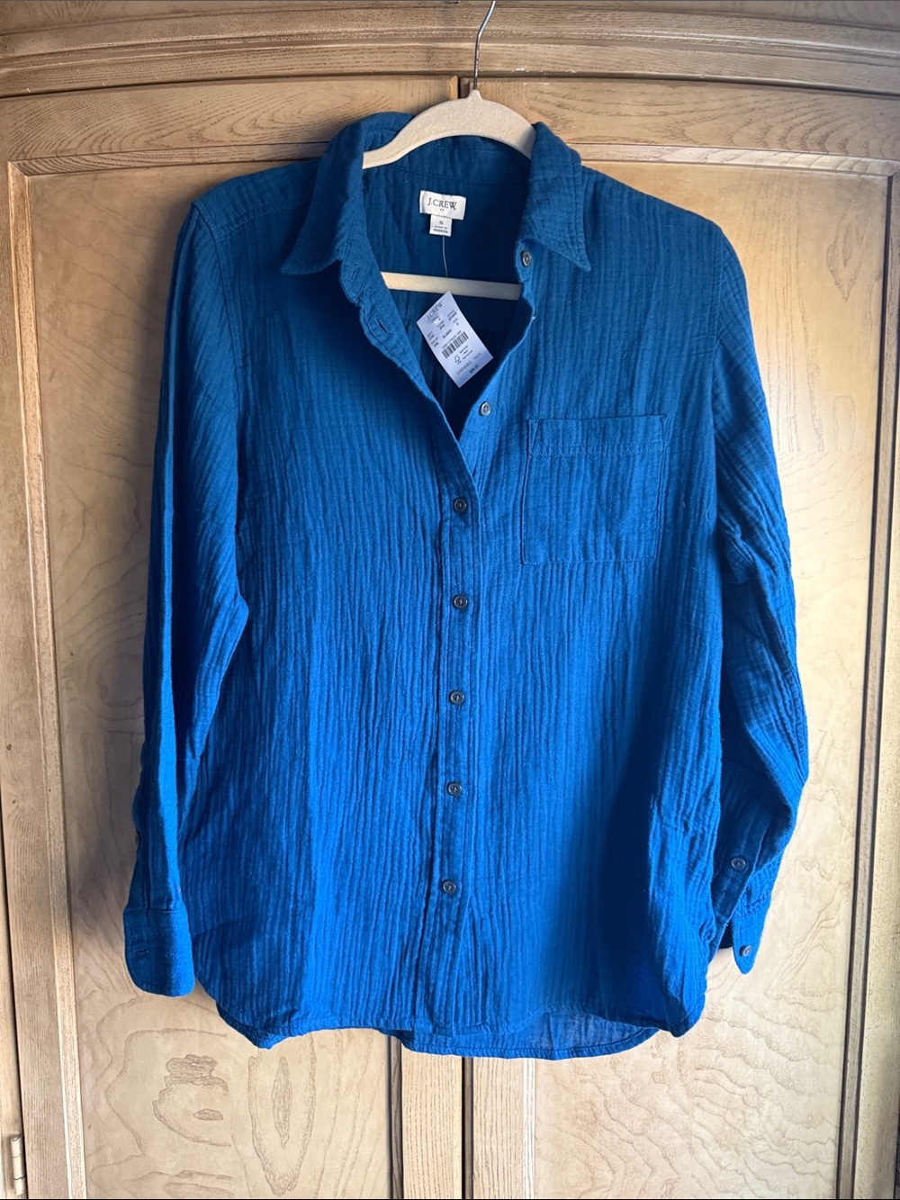 J. Crew Textured Button-Down Shirt in Cobalt Blue